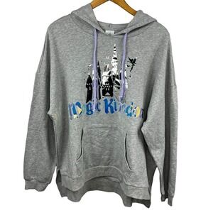 Disney Parks Gray Iridescent Magic Kingdom Hoodie Sweatshirt Size XL Castle Tink